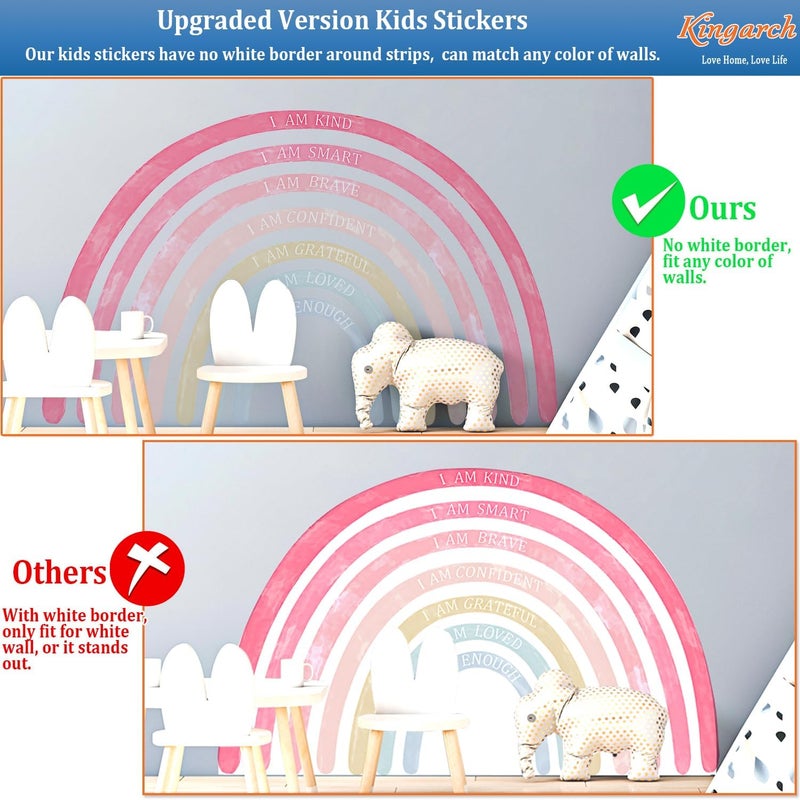 Kingarch Large Colorful Rainbow Wall Decals, Insparational Peel and Stick Fabric Nursery Wall Decor, Removable Home Room Wall Decor Murals Stickers for Kids Girls Toddler Bedroom Living Room Playroom - Image 2